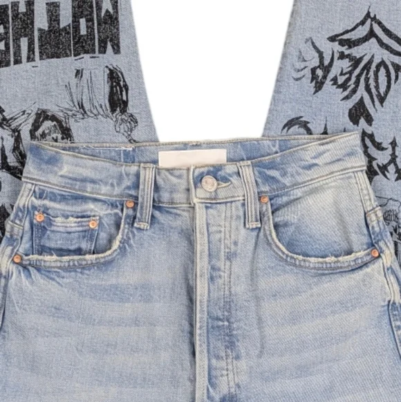 MOTHER Tippy Top Frisky Ankle Metal Master Graphic High Rise Punk Size 26 J1828 - Picture 7 of 11